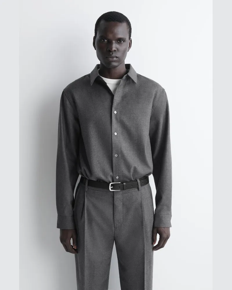 COS Lockeres Hemd Aus Wollflanell Grau