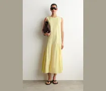 Maxikleid Aus Baumwoll-Leinen-Mix Mit Falten