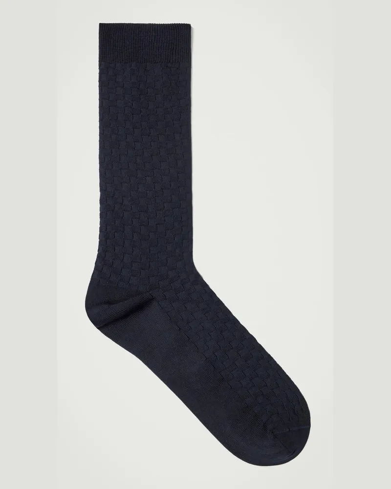 COS Elegante Socken Mit Geflochtenem Karomuster Blau