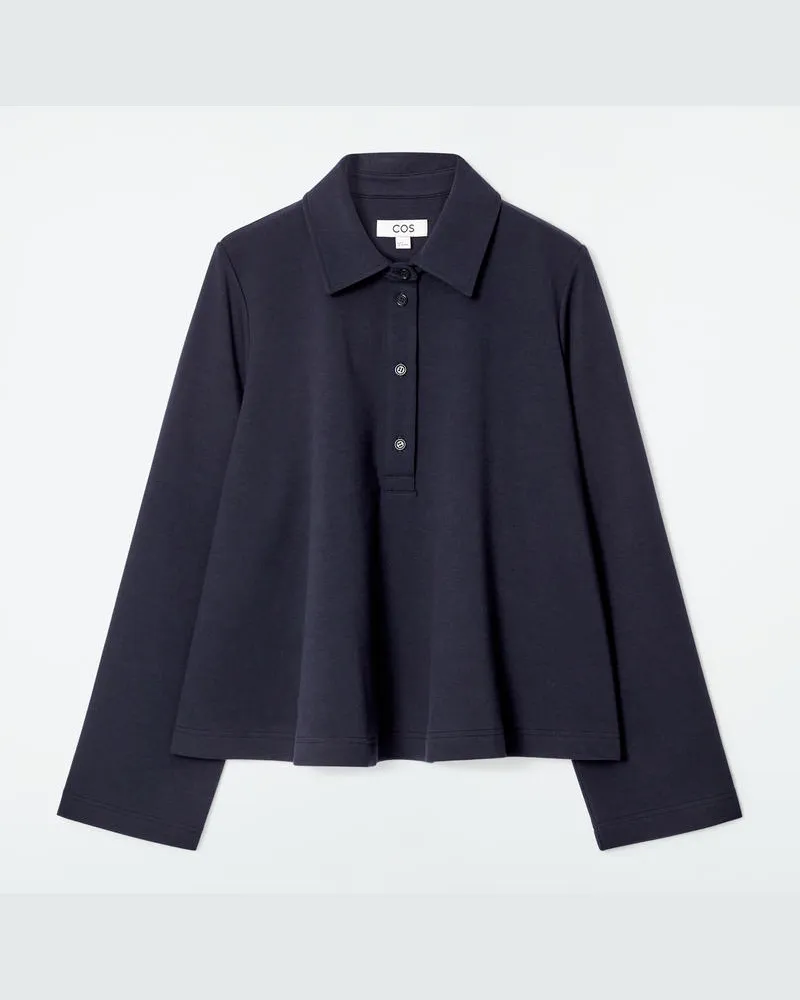COS Ausgestelltes Poloshirt Aus Baumwolljersey Blau
