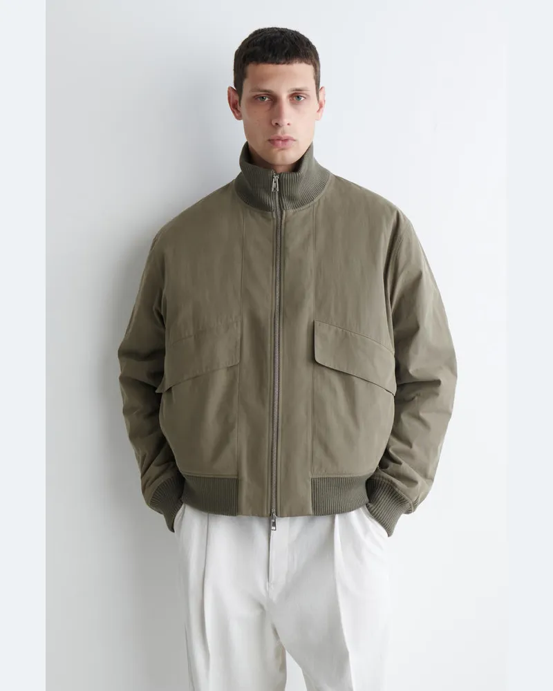 COS Gepolsterte Fliegerjacke Aus Baumwolle Beige