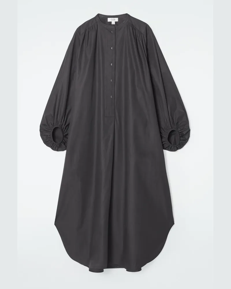 COS Midikleid Mit Ballonärmeln Und Raffungen Schwarz