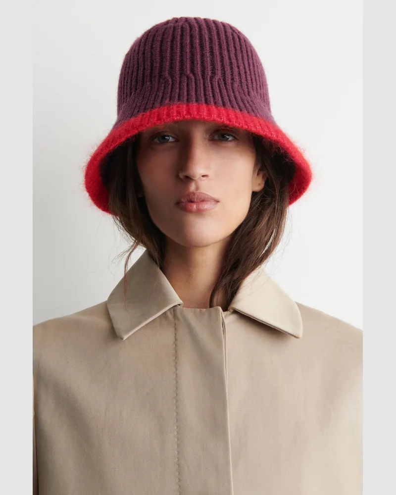 COS Fischerhut Aus Woll-Mohair-Mix Mit Kontrastpartie Rot