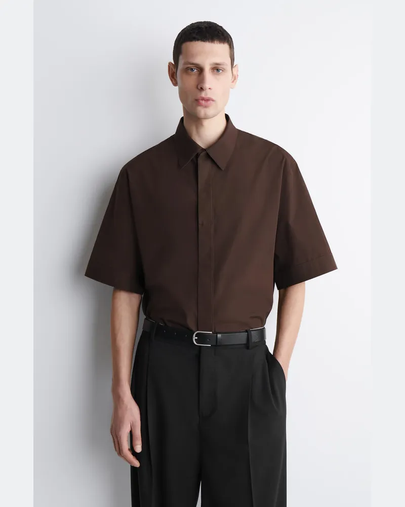 COS Elegantes Kurzärmliges Baumwollhemd Braun