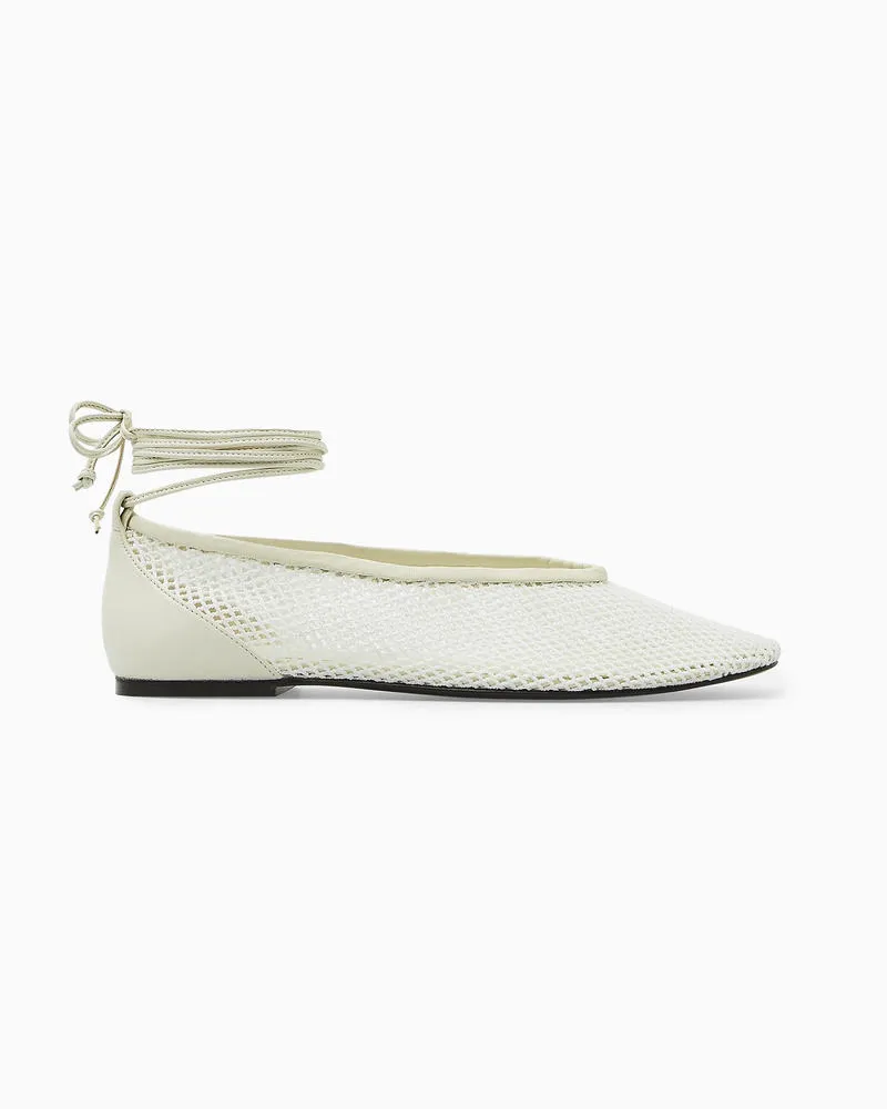 COS Ballerinas Aus Mesh Mit Lederbesatz Weiß