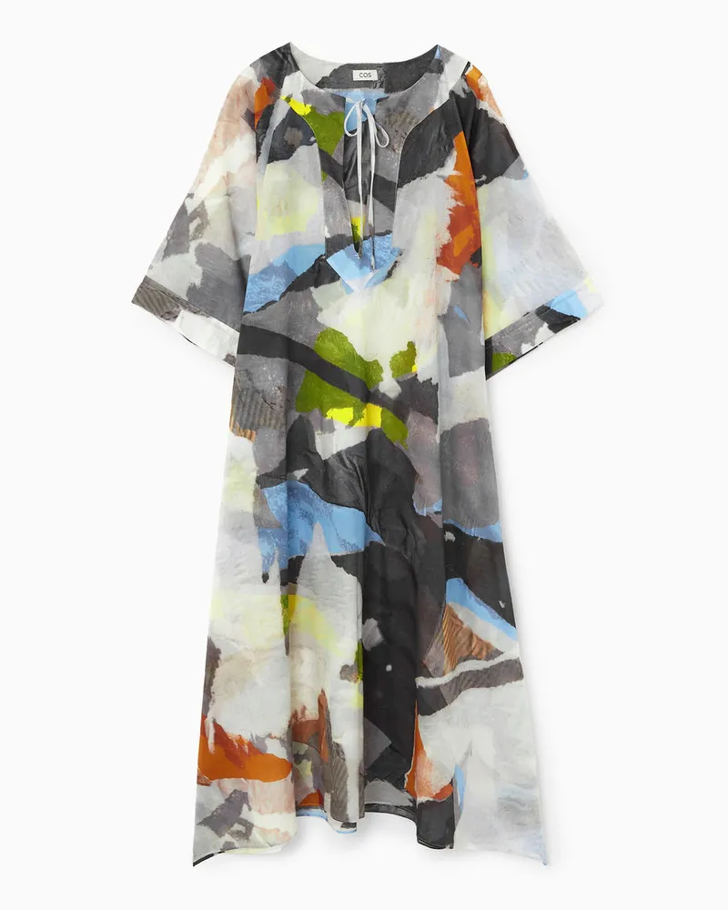 COS Bedruckter Kaftan Mit Bindedetail Schwarz