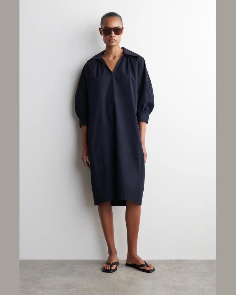 COS Hemdkleid Aus Baumwolle In Midilänge Blau
