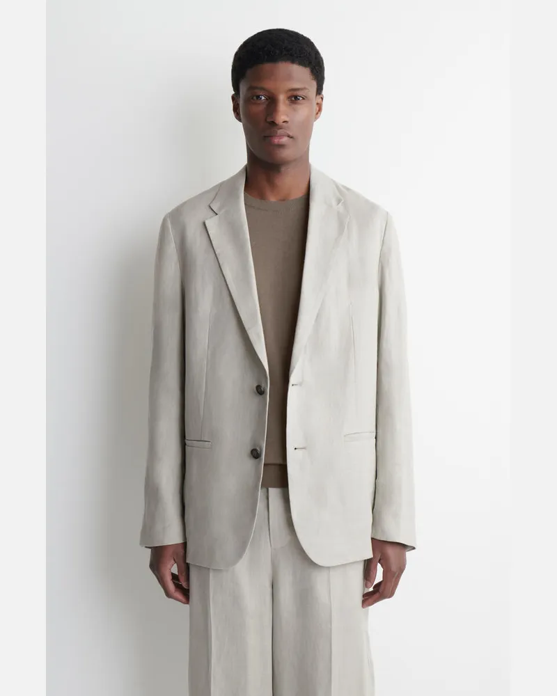 COS Einreihiger Blazer Aus Leinen Grün