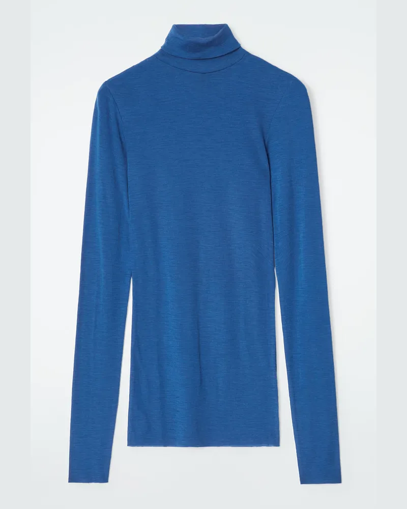 COS Rollkragenoberteil Aus Merinowolle Blau