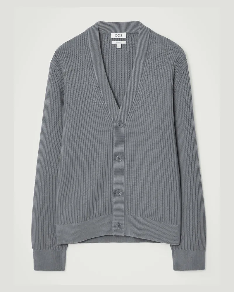 COS Baumwoll-Strickjacke Mit Acid-Waschung Grau