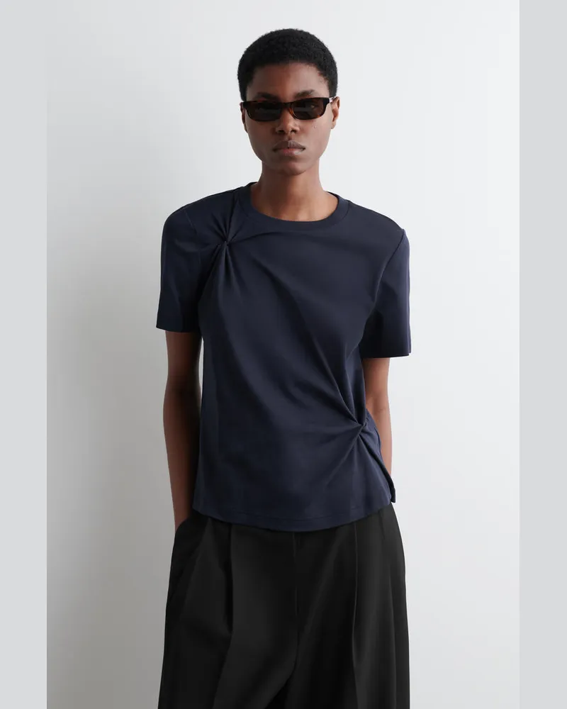 COS T-Shirt Mit Knotendetails Blau