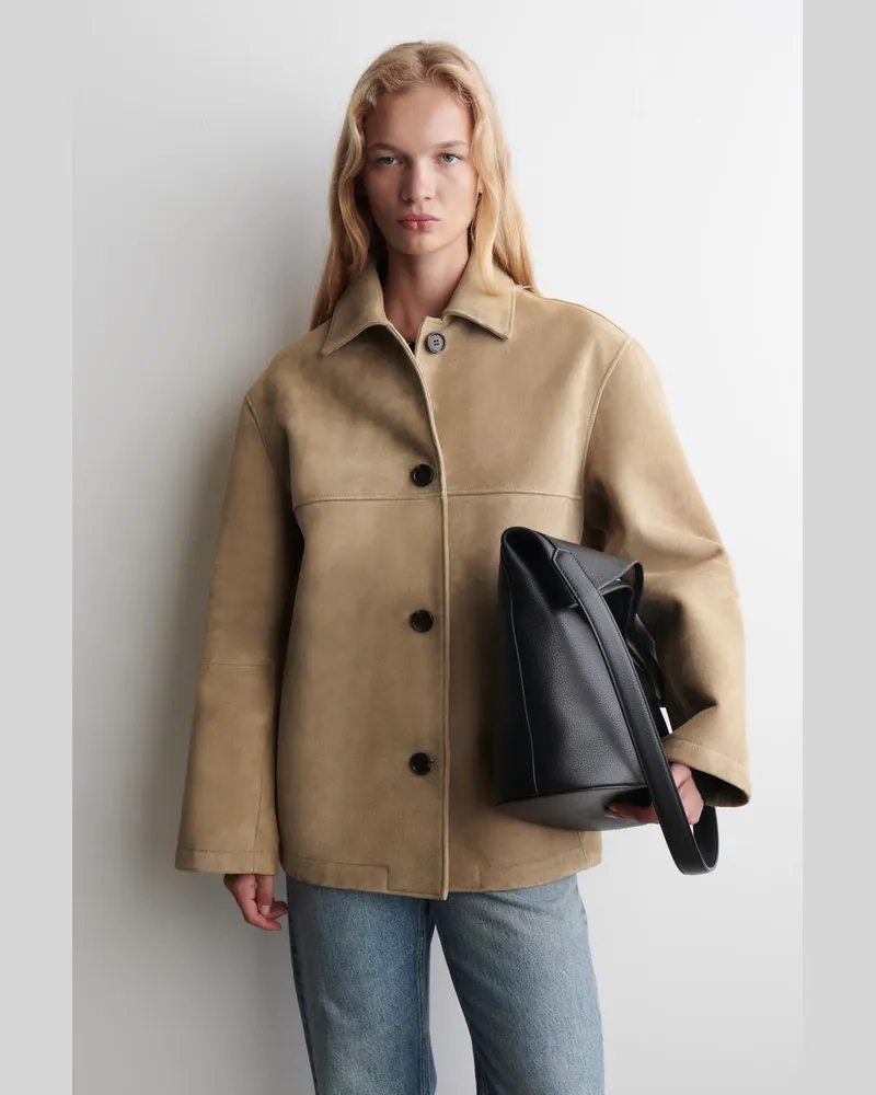 COS Jacke Aus Veloursleder Mit Kragen Beige