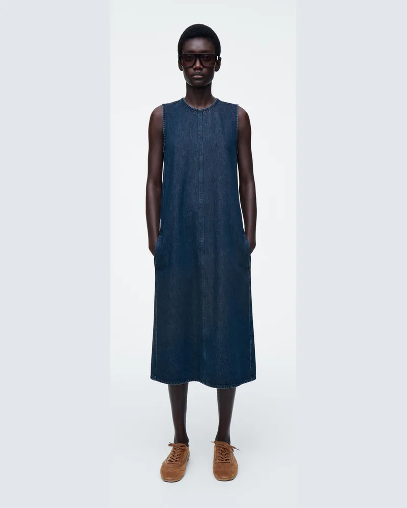 COS Ärmelloses Midikleid Aus Denim Blau