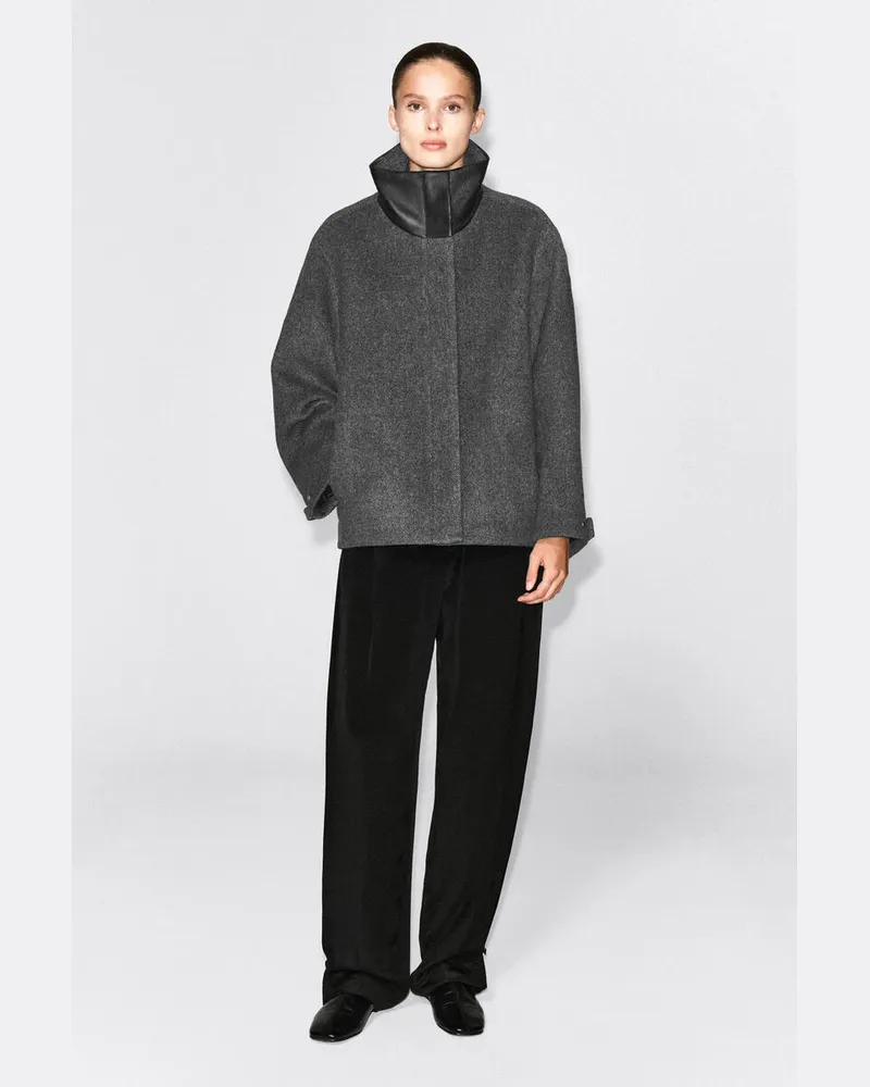 COS Oversized-Wolljacke Mit Fischgrätenmuster Schwarz