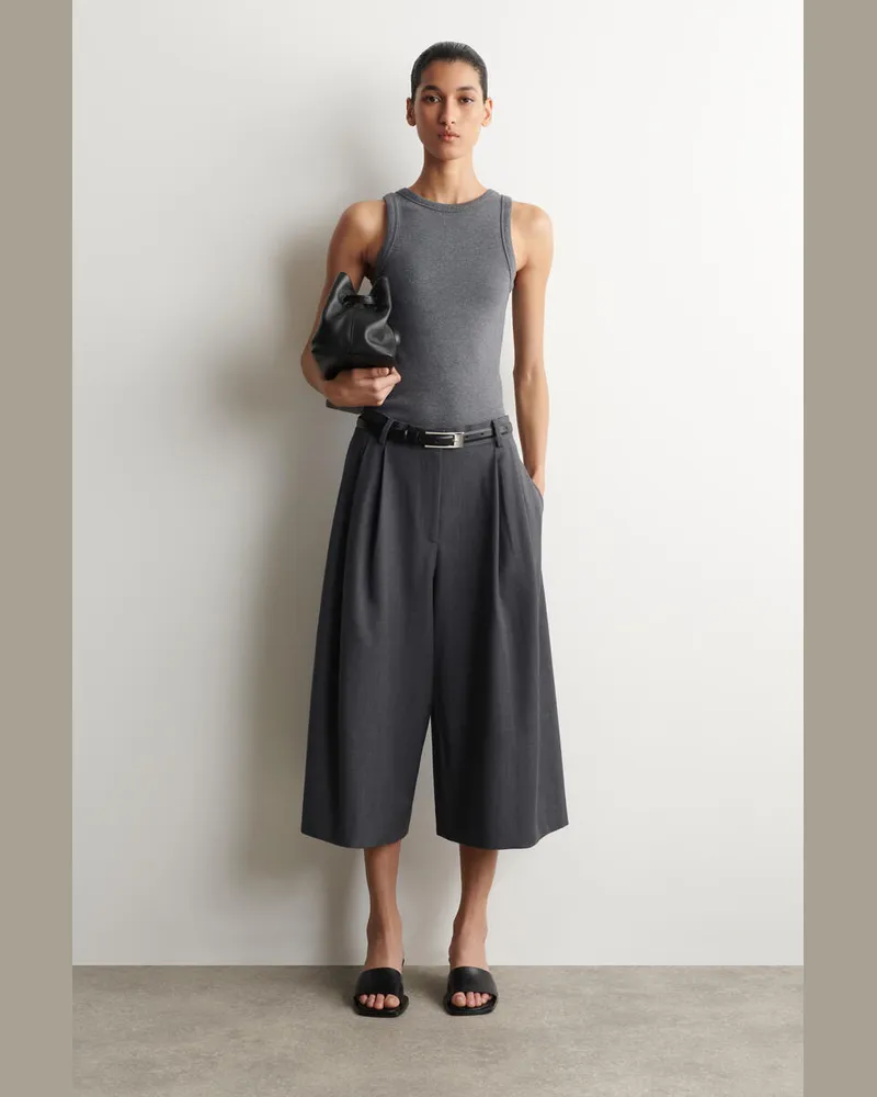 COS Culottes Aus Woll-Mix Mit Falten Grau