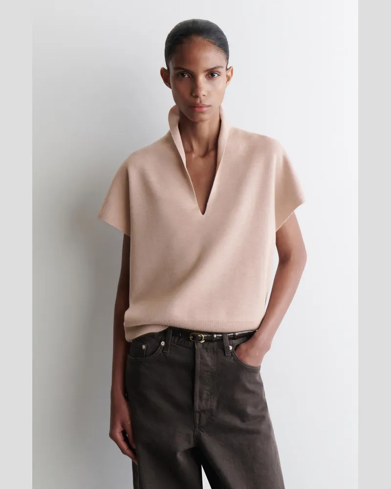 COS Strickpullunder Aus Merinowolle Mit V-Ausschnitt Beige