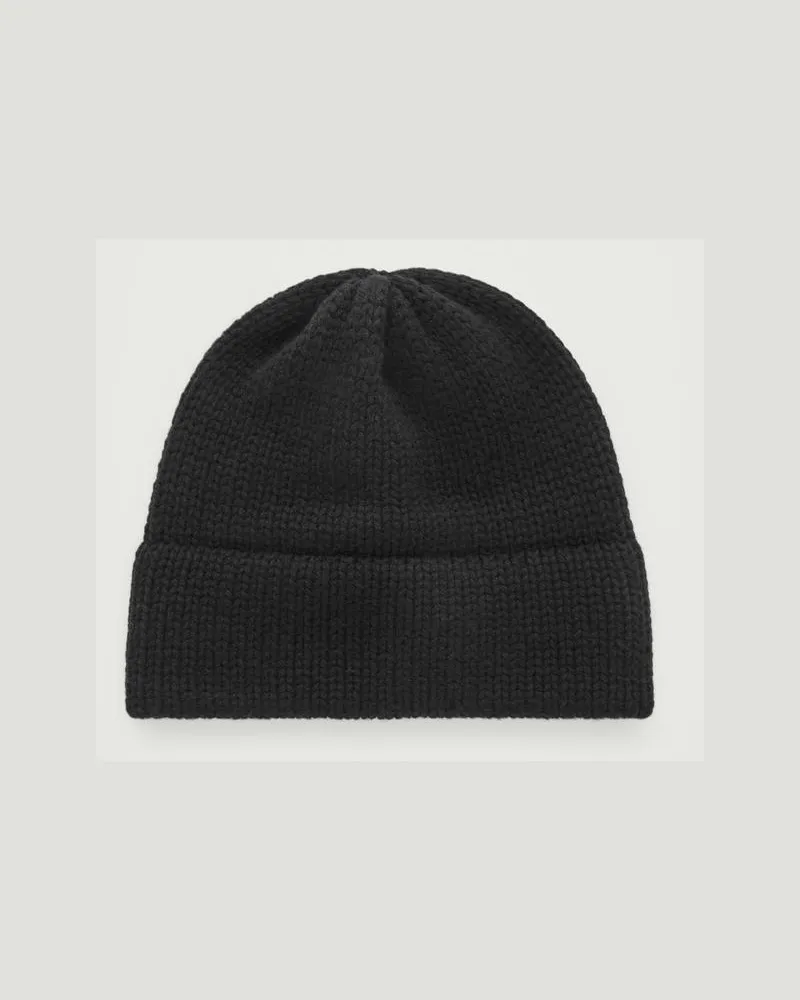 COS Gerippte Beanie Aus Kaschmir-Mix Mit Krempe Schwarz