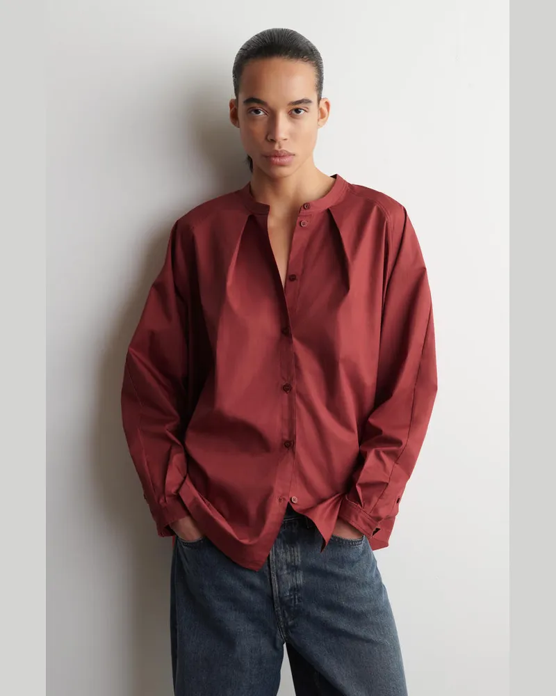 COS Baumwollhemd Mit Grandad-Kragen Rot