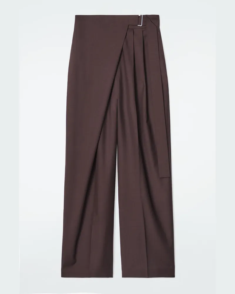COS Lockere Wollhose In Wickeloptik Mit Gürtel Braun