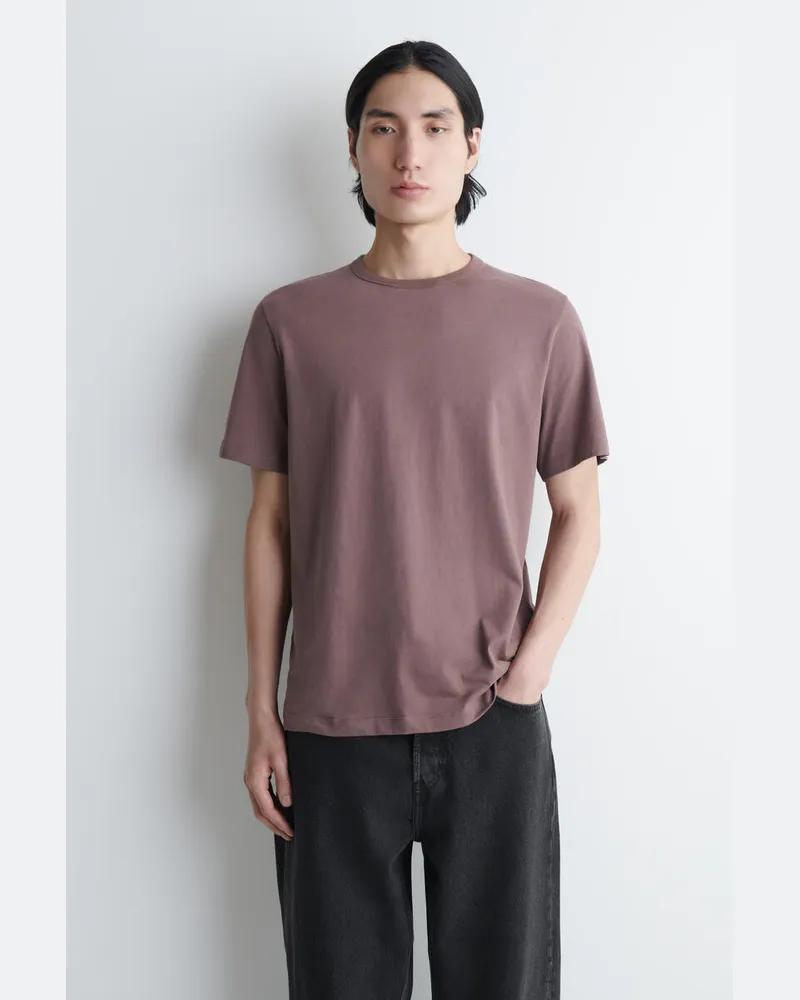 COS T-Shirt Aus Gebürsteter Baumwolle Rot