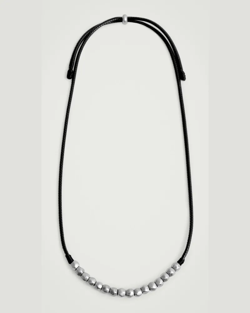 COS Kordelkette Aus Leder Mit Perlen Silberfarben