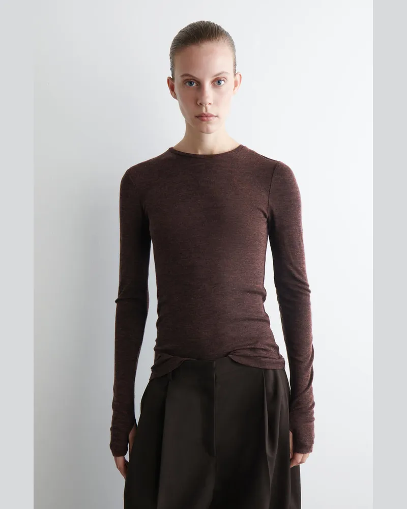 COS Schmal Geschnittenes Oberteil Aus Merinowolle Braun