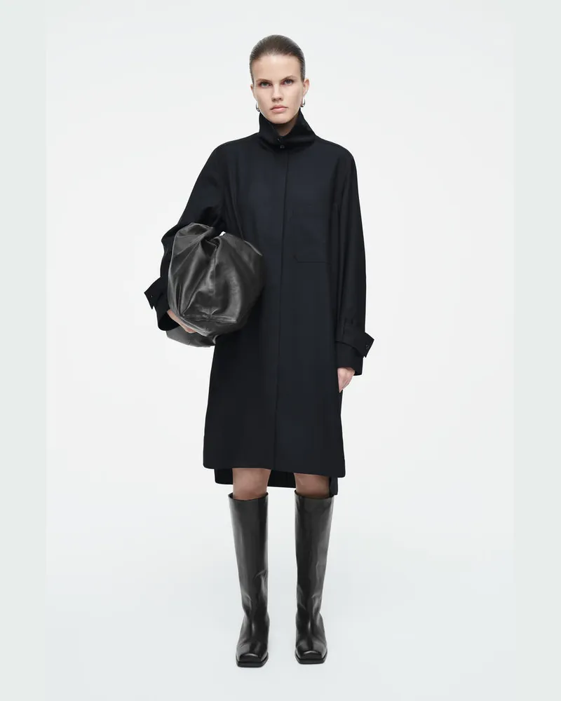 COS Hemdkleid Aus Wolle Schwarz