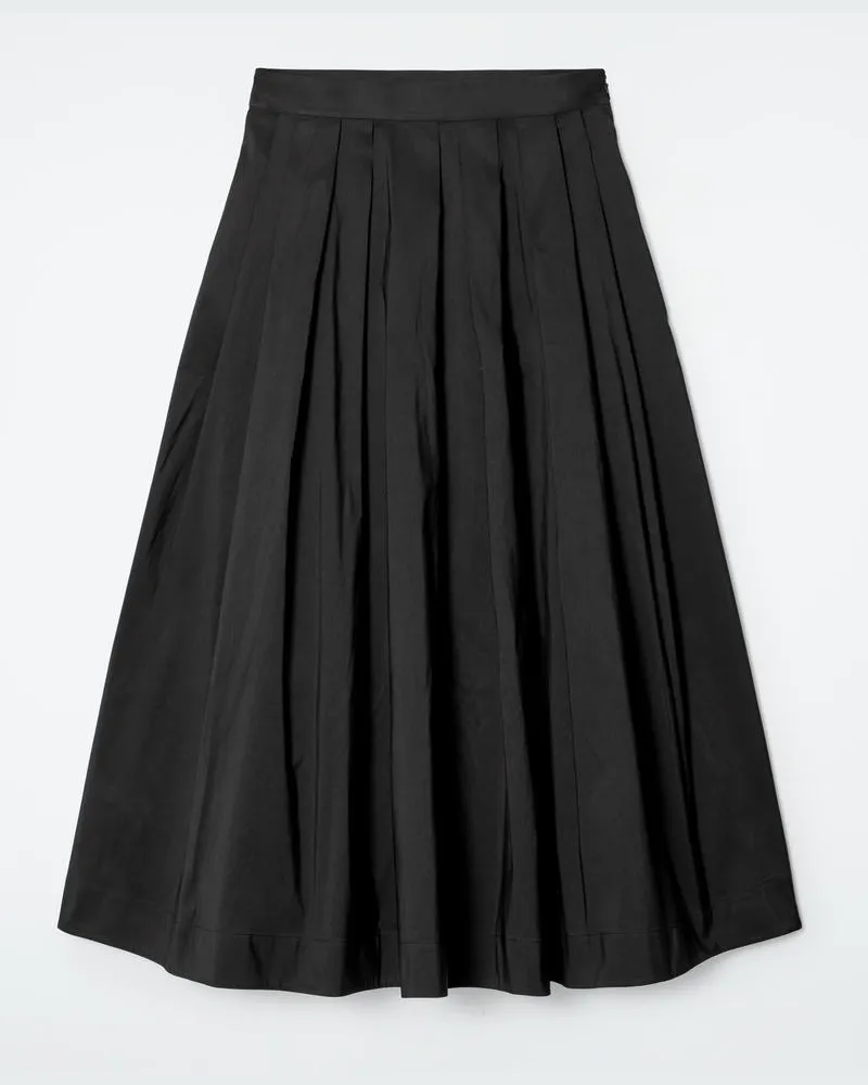 COS Midirock In A-Linie Mit Falten Schwarz