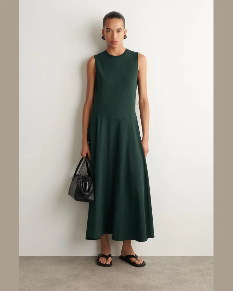 COS Skulpturales Midikleid Aus Baumwolljersey Grün