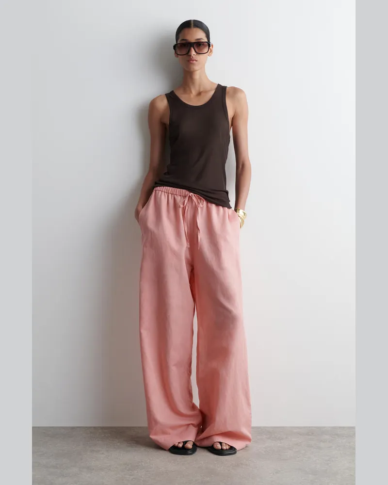 COS Hose Aus Leinen Mit Weitem Bein Und Kordelzugbund Rosa