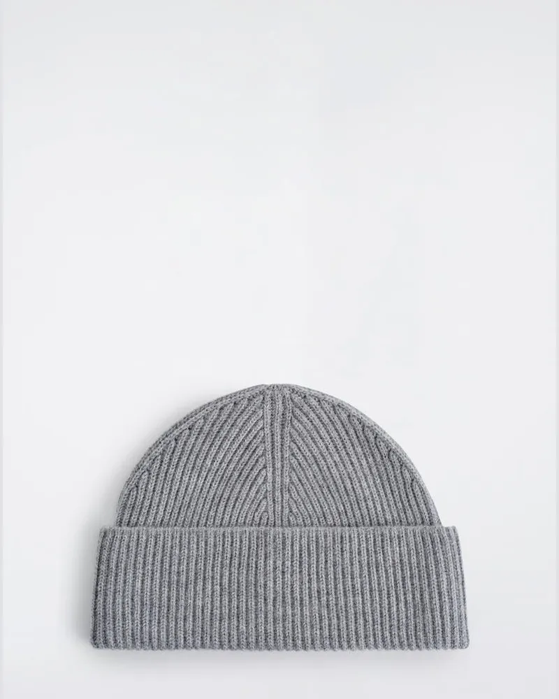 COS Gerippte Beanie Aus Wolle Grau
