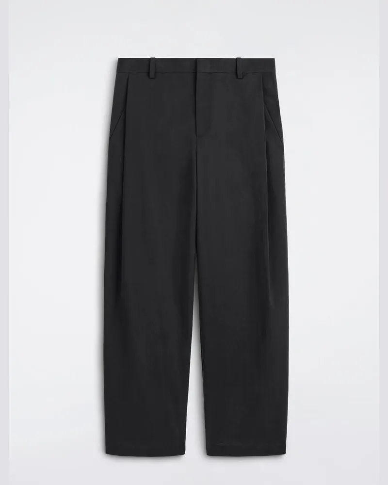 COS Baumwollhose Mit Weitem Bein Und Falten Schwarz