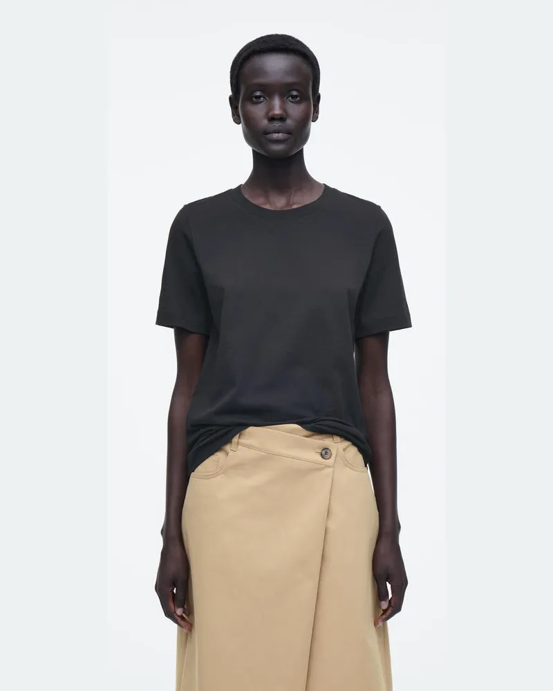 COS Alltags-T-Shirt Mit Normaler Passform Schwarz