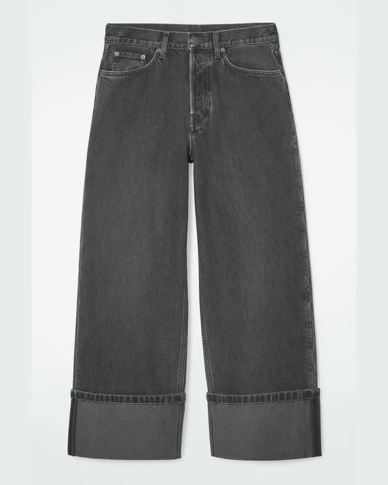 COS Facade Jeans Mit Geradem Bein Und Umschlag Schwarz