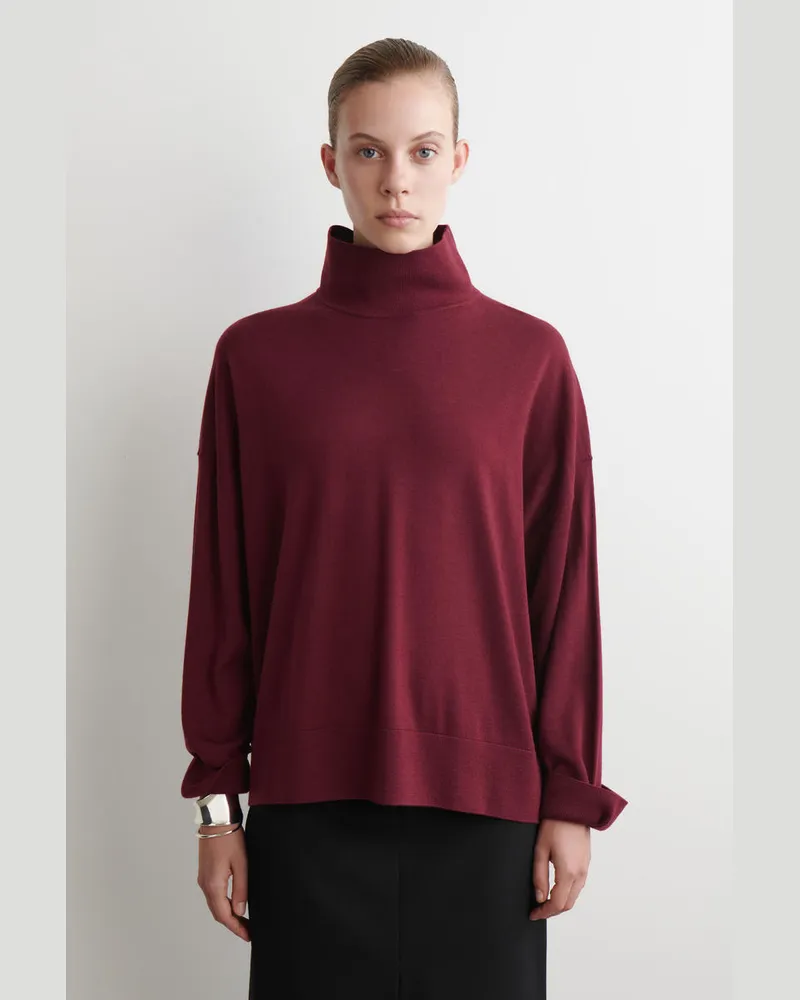 COS Rollkragenpullover Aus Merinowolle Rot