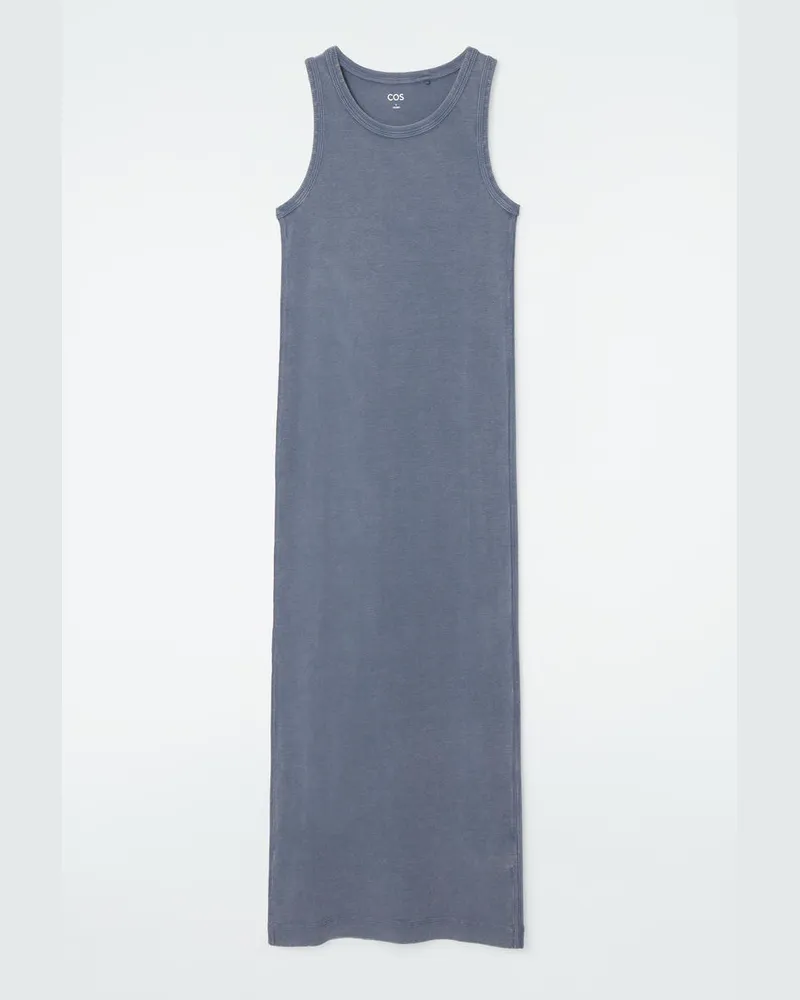 COS Geripptes Schlauchkleid Blau
