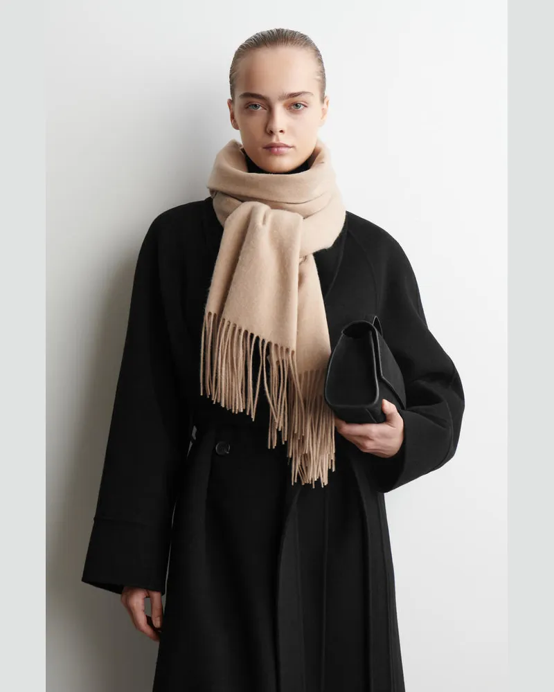 COS Wollschal Mit Fransen Beige