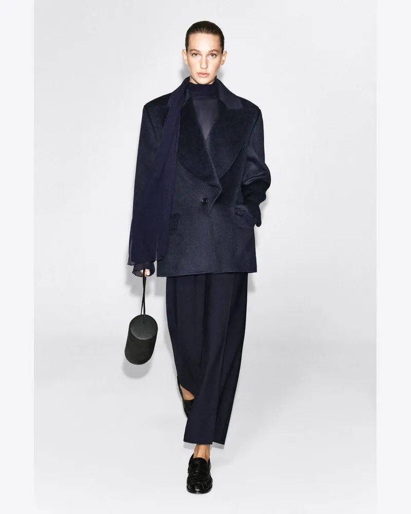 COS Eleganter Drapierter Blazer Aus Woll-Mix Blau