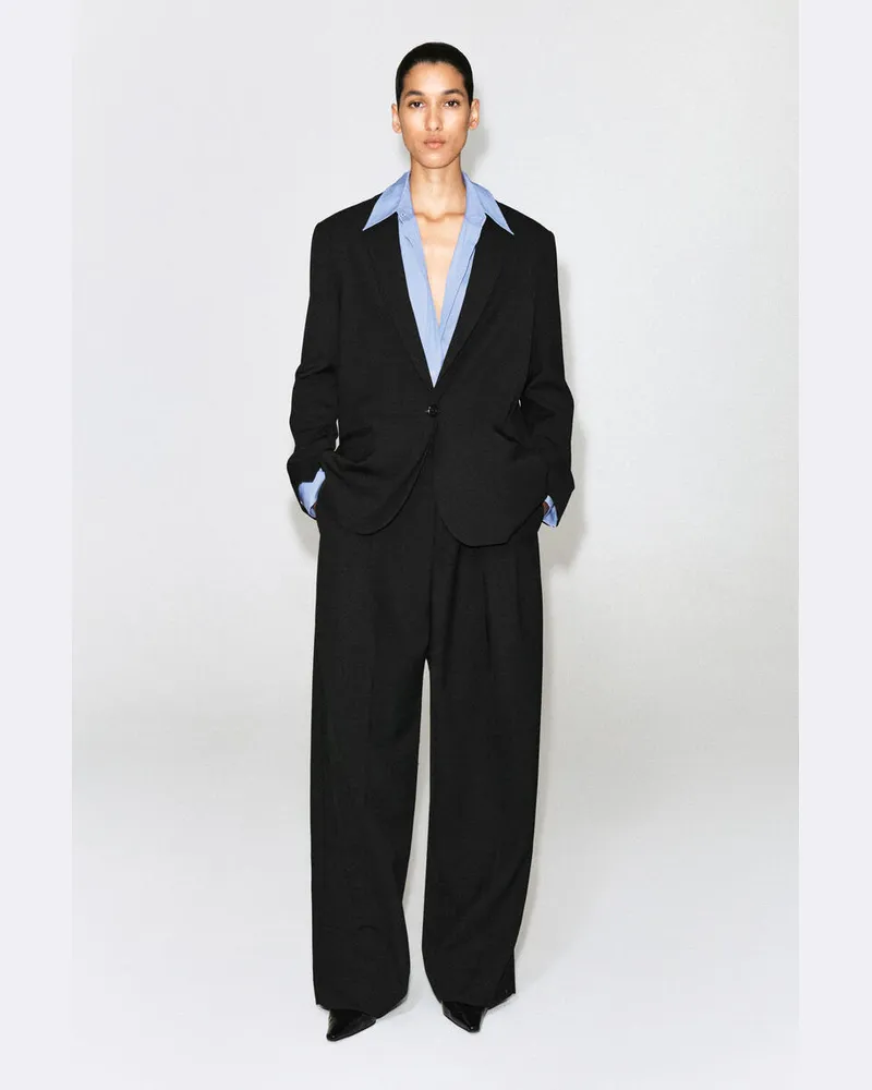 COS Lockere Hose Aus Twill Mit Weitem Bein Schwarz
