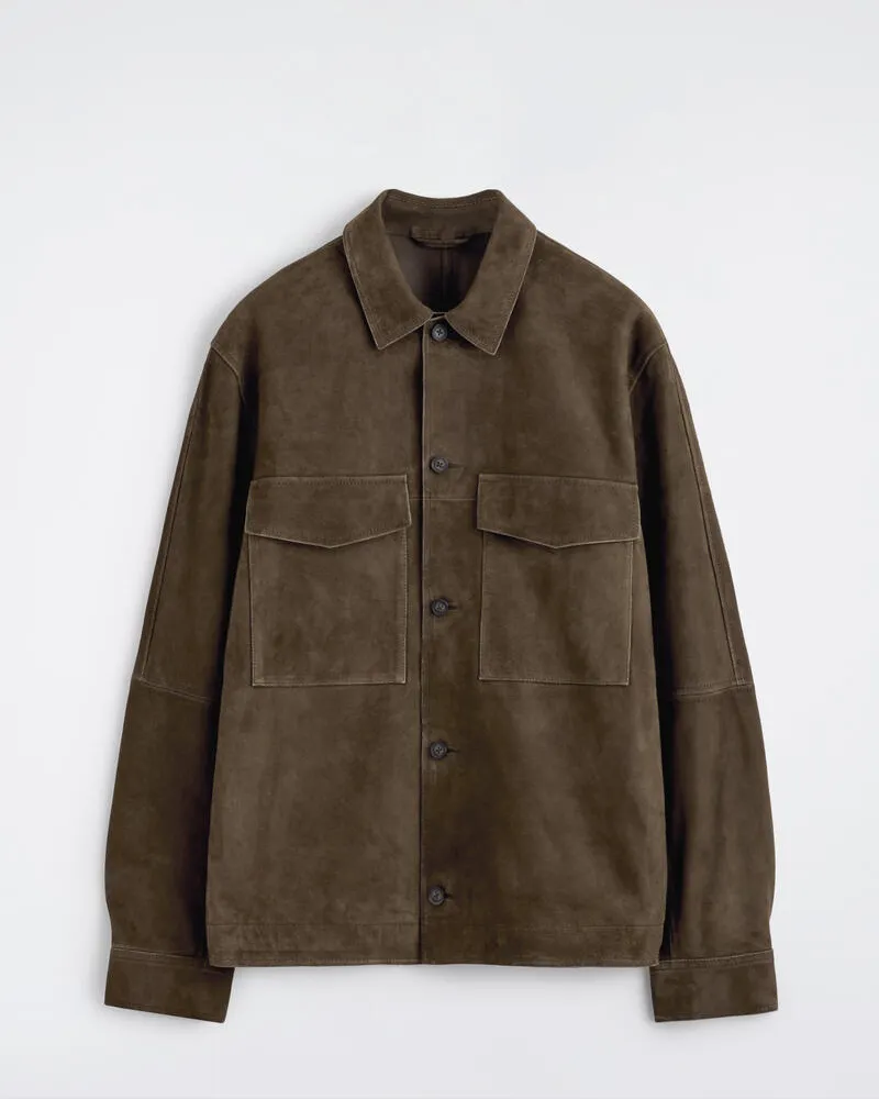 COS Truckerjacke Aus Veloursleder Grün