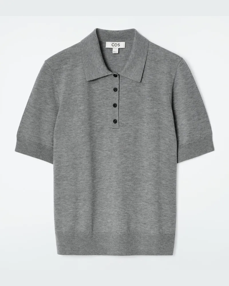 COS Poloshirt Aus Merinowoll-Mix Grau