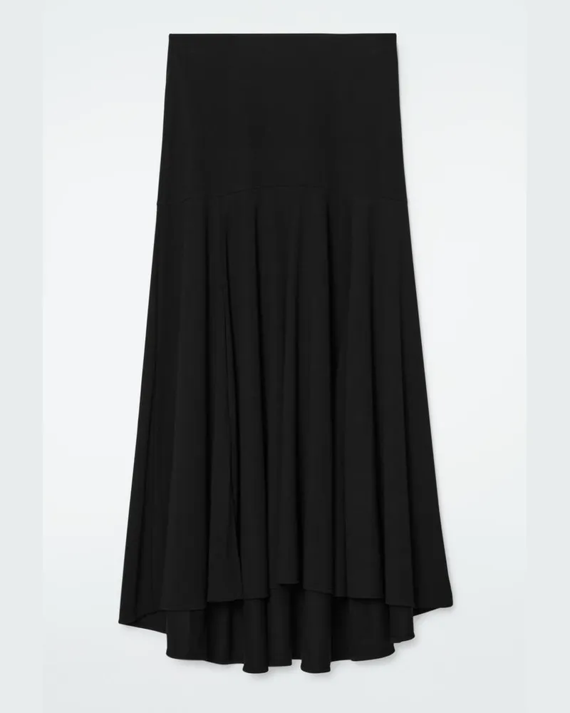 COS Ausgestellter Asymmetrischer Midirock Schwarz