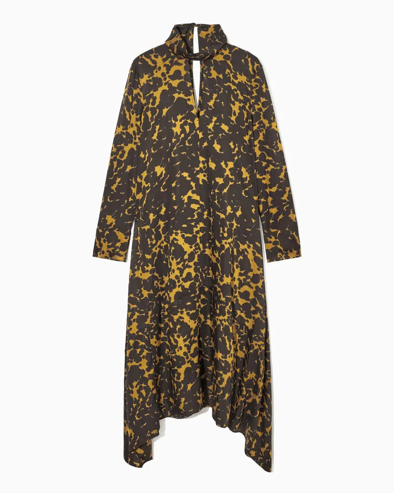 COS Asymmetrisches Midikleid Mit Print Schwarz