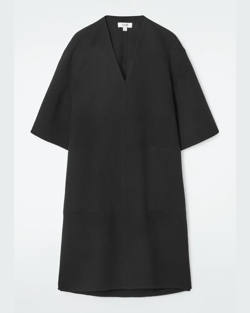COS Doubleface-Wollkleid Mit V-Ausschnitt Schwarz