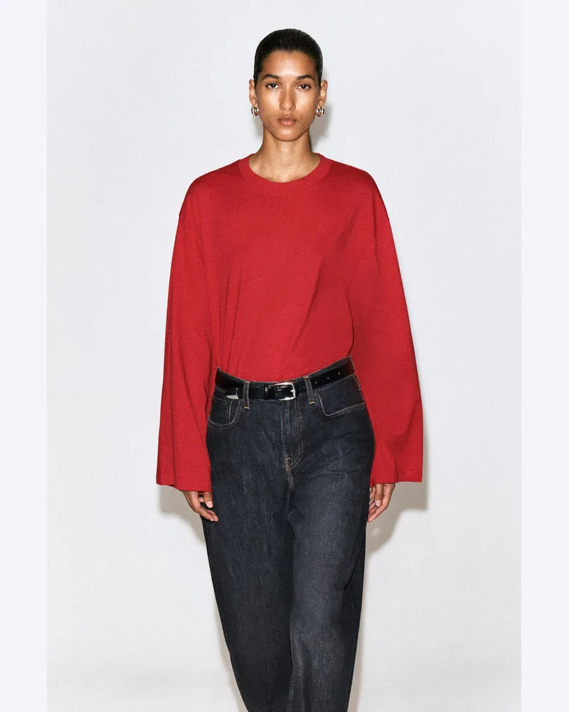 COS Langarmshirt Aus Gebürsteter Baumwolle Rot