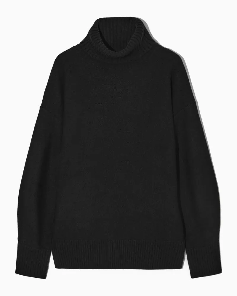 COS Oversized-Rollkragenpullover Aus Wolle Schwarz