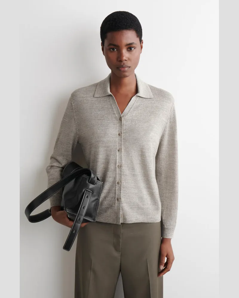 COS Strickhemd Aus Leinen-Merinowoll-Mix Beige