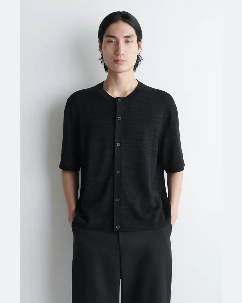 COS Bouclé-Strickjacke Mit Kurzen Ärmeln Schwarz