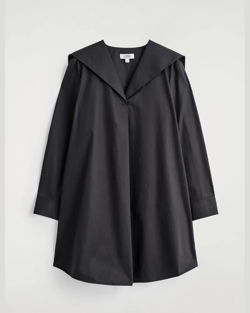 COS Minikleid Aus Baumwolle Mit Matrosenkragen Schwarz
