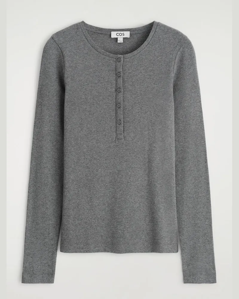 COS Langärmliges Henley-Oberteil Grau